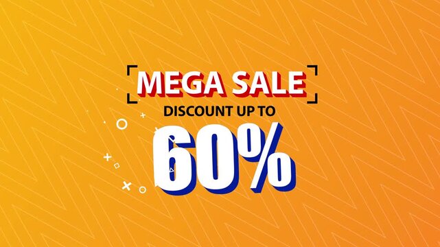 Mega Sale 60% Discount Offer Animated Motion Graphic,  Mega Sale, Discount up to 60%, 60% off sale