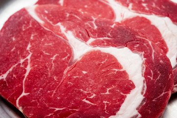 Top-grade raw beef