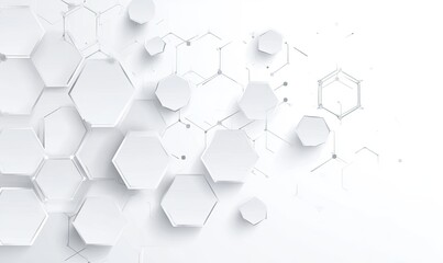 A white, abstract background features polygonal shapes with connecting lines, creating a digital graphic
