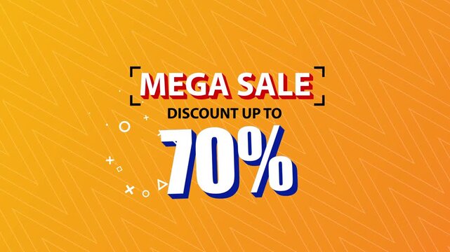 Mega Sale 70% Discount Offer Animated Motion Graphic,  Mega Sale, Discount up to 70%, 70% off sale