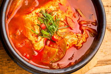 Korean tofu soybean paste soup