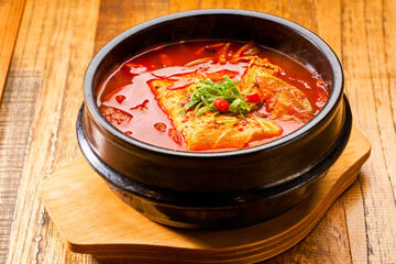 Korean tofu soybean paste soup