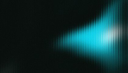 Abstract Dark Teal Background with Diagonal Bright Blue Light Streak. Digital Glitch Wallpaper with Vertical Lines and Noise Effect