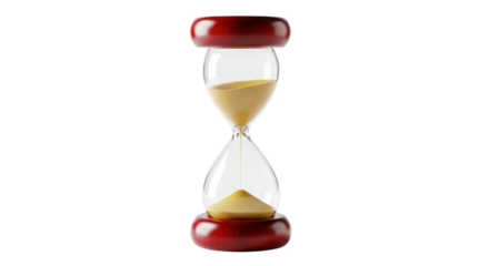 Sand timer showing a countdown for deadlines or time management concept isolated PNG with Transparent Background