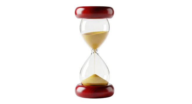 Sand timer showing a countdown for deadlines or time management concept isolated PNG with Transparent Background