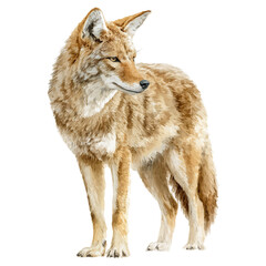 Obraz premium Watercolor painting of Coyote, detailed and artistic vector illustration on a white background.