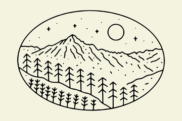 Simply monoline of mount sneffels in colorado for t shirt badge sticker and outdoor use