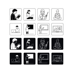 Education and science icons vector illustrations for learning and discovery