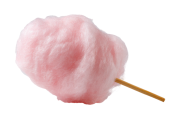 Pink cloud candy on stick. Isolated, simple, and sweet