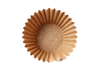 Brown paper cupcake liner, fluted edge, circular shape
