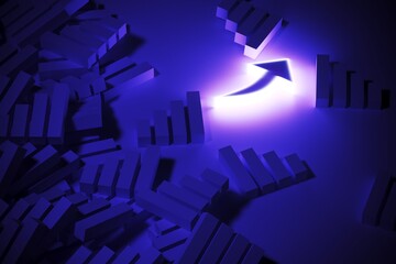 Fototapeta premium Arrow business neon concept self illumination background 3D illustration0246