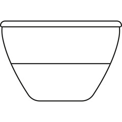 Simple Outline Drawing of a Bowl with a Horizontal Line Dividing the Interior into Two Sections Against a Transparent Background