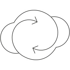 Simple Outline Graphic Of Two Interlocking Circles With Arrows Indicating Circular Motion On A Transparent Background