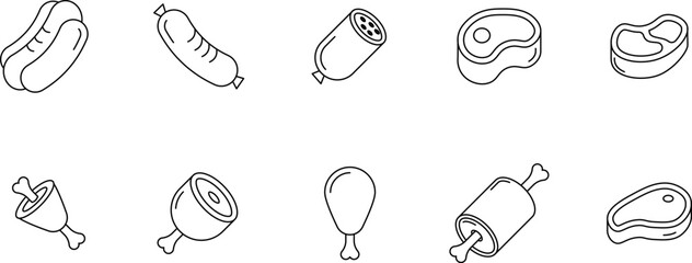 set of meat icons collection