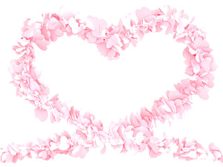 桜色のハートで形作られたハートの3DCG透過フレーム