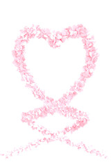 桜色のハートで形作られたハートの3DCG縦長透過フレーム