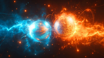 未来のフュージョンエネルギー、核融合反応のイメージ