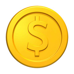 Obraz premium A shiny, isolated golden coin with a raised dollar sign against a black background
