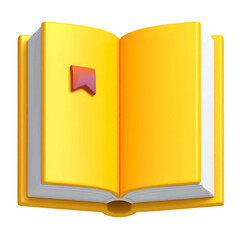 Open, golden-hued book with bookmark; perfect for learning and education representation