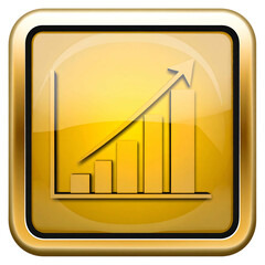 Shiny gold graphic with a rising bar chart, showcasing growth and progress