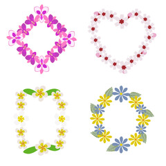 4 types of colorful flower garlands vector illustration