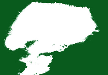 White hand brushstroke paint texture on green background