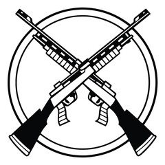 a rifle silhouette vector icon design with a white background	