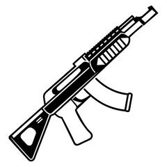 a rifle silhouette vector icon design with a white background	
