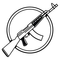a rifle silhouette vector icon design with a white background	