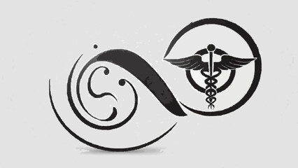 An emblematic medical symbol integrating multiple healthcare symbols, illustrating the essence of medicine