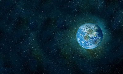 Naklejka premium Earth planet floating in dark deep space universe