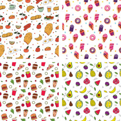 Colorful Food and Snack Pattern Set