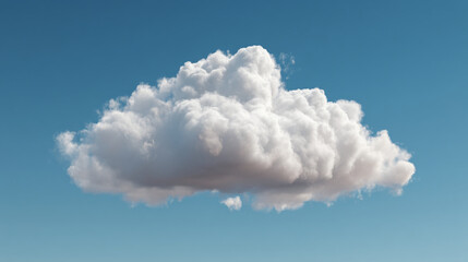 A single white cumulus cloud floating against a clear blue sky in the daytime