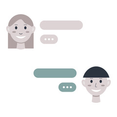 Vector illustration of a chat page, communication between a man and a woman. Smartphone chat messages. Man, woman, couple chatting, messaging via chat or social network.