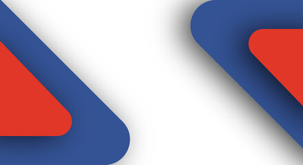 Abstract background with dynamic rounded geometric shapes in red and blue layers on white, modern design template with copy space.