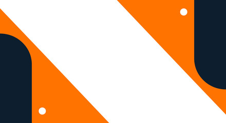 Abstract Geometric Background Template with Orange, Navy Blue, and Diagonal White Stripe