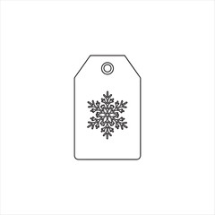 Minimalist Snowflake Gift Tag Icon for Winter Holidays, Christmas Packaging, Seasonal Crafts, and Festive Design Projects