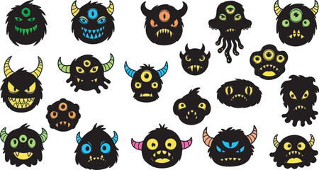 Cute Fluffy Monster Character Collection Illustration 