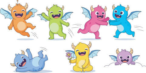 Cute Fluffy Monster Character Collection Illustration 