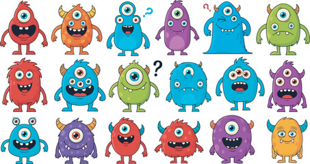 Cute Fluffy Monster Character Collection Illustration 