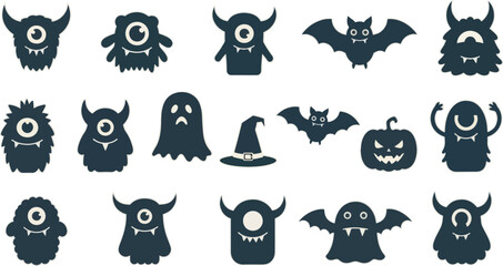 Cute Fluffy Monster Character Collection Illustration 