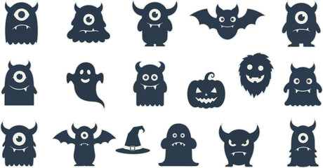 Cute Fluffy Monster Character Collection Illustration 