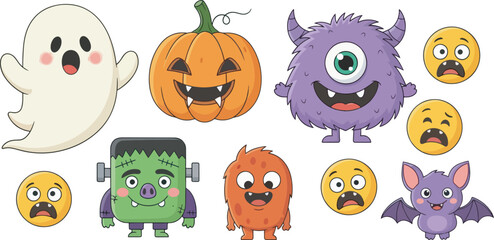 Cute Fluffy Monster Character Collection Illustration 