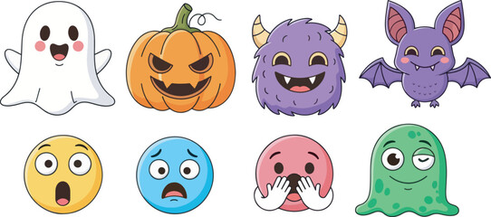 Cute Fluffy Monster Character Collection Illustration 