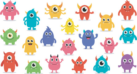 Cute Fluffy Monster Character Collection Illustration 