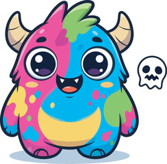 Cute Fluffy Monster Character Collection Illustration 