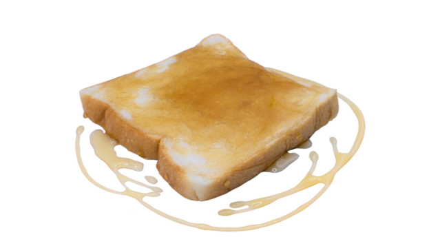 Sweet toast with condensed milk isolated on white background