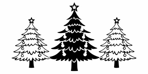 Obraz premium Christmas Trees Pictogram Set 