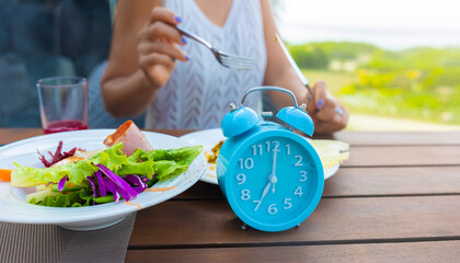 Healthy Meal with Time Schedule by the Intermittent Fasting Clock
