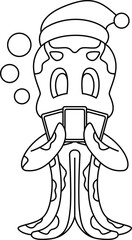 Octopus Christmas Poker Animal Vector Graphic Art Illustration